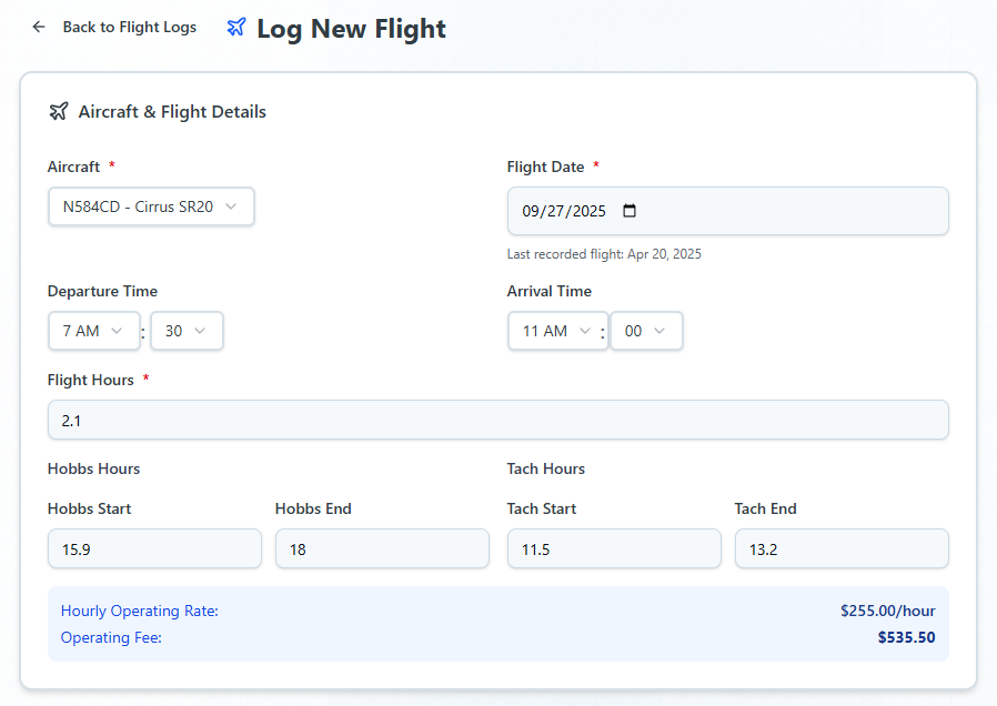 Digital Flight Logging