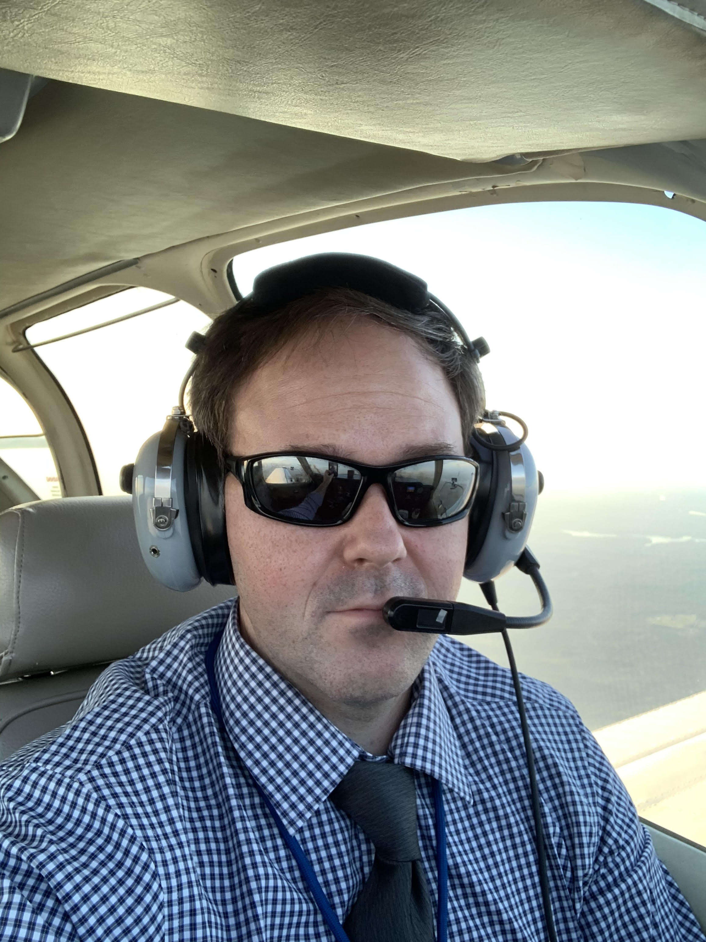 Developer flying in cockpit